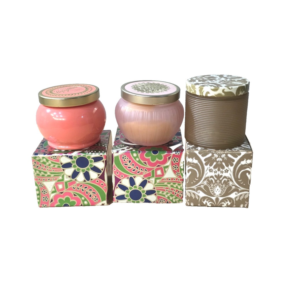 Lot of 3 Vintage Avon Skin Softener Empty Glass Jars  Pink, Brown Good Condition